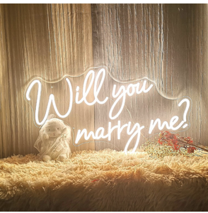 lot 204 image: Brand New GoolSee Will You Marry Me Neon Sign for Proposal 25x15 $69.99 Retail