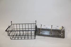 lot 8 image: Decorative Wire Basket and Hook Rail Set