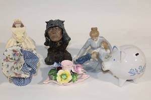 lot 23 image: Collection of Ceramic and Porcelain Figurines and Piggy Bank