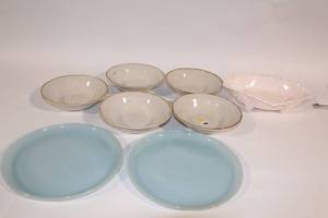 lot 34 image: Collection of Bowls and Plates Including Pink Decorative Dish