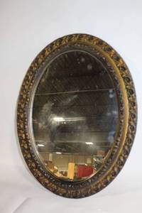 lot 59 image: Ornate Gold and Black Oval Wall Mirror