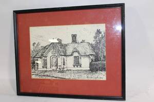 lot 94 image: Framed Sketch of Deenagh Lodge Killarney by Barry Lynch