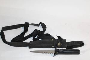 lot 138 image: Tactical Knife with Nylon Sheath and Adjustable Strap