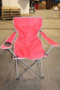 lot 150 image: Red Folding Camp Chair with Cup Holder