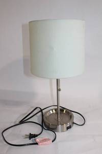 lot 163 image: Modern Table Lamp with Integrated Power Outlet