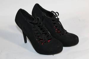 lot 167 image: Madeleine Black Lace-Up Heeled Ankle Boots, Size 8