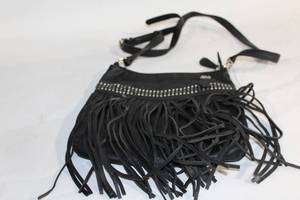 lot 180 image: Vieta Black Fringe Crossbody Bag with Studded Details
