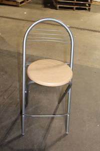 lot 186 image: Folding Metal Bar Stool with Wooden Seat