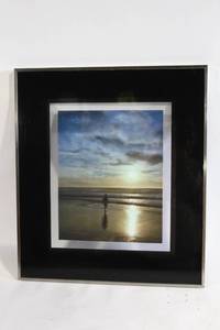 lot 192 image: Framed Beach Sunset Photograph with Black Frame