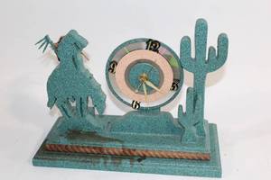 lot 197 image: Western Cowboy Desk Clock with Cactus Design