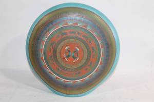 lot 201 image: Decorative Round Ceramic Plate with Intricate Design