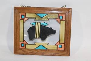lot 209 image: Open Windows Stained Glass Art with Bear Design - Salida, Colorado