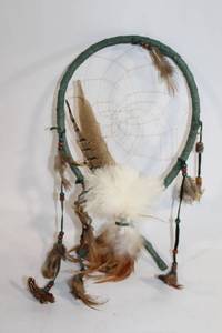 lot 215 image: Handcrafted Dreamcatcher with Natural Feathers and Beads