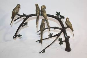 lot 231 image: Bronze Parrot Sculpture on Branch
