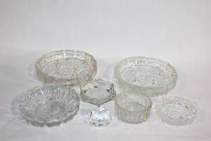 lot 234 image: Set of 7 Vintage Crystal Dishes and Diamond Paperweight