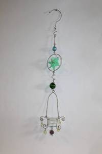 lot 243 image: Hanging Wire Candle Holder with Decorative Glass Beads