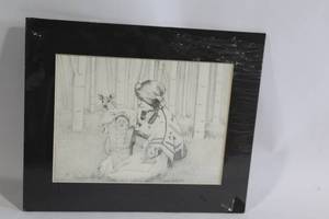lot 252 image: Paula Beck Signed Artwork on Black Framed Board