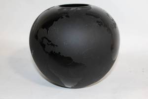 lot 255 image: Matte Black Globe Vase with World Map Design