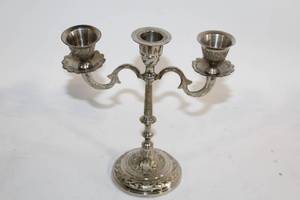 lot 259 image: Vintage Three-Arm Silver Candelabra