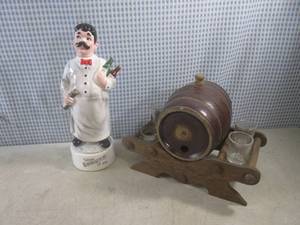 lot 105 image: (CS) Vintage Ceramic Barrel Bar Set...