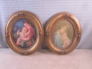 lot 133 image: (C-2) Pair Vintage Framed MotherCh...
