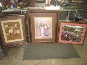 lot 145 image: (EC1) 3 Large Framed Wall Decor 2 P...