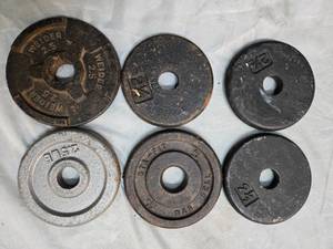 lot 70 image: Lot of Six 2.5Lb weight Plates (USED)