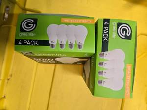 lot 90 image: Lot of 8 LED Greenlite 60W Equivalent Light Bulbs (4 packs in each of the two boxes) New