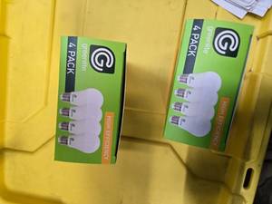lot 112 image: Lot of 8 LED Greenlite 100W Equivalent Light Bulbs (4 packs in each of the two boxes) New