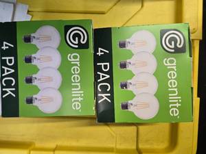 lot 117 image: Lot of 8 LED Greenlite 40W Equivalent Light Bulbs (4 packs in each of the two boxes) New