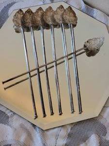 lot 90 image: Sterling Silver Ice Tea Spoon Straws  69 grams