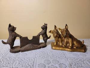 lot 311 image: Antique Cast Iron FDR Scottie Dog Doorstop and Boot Scrape