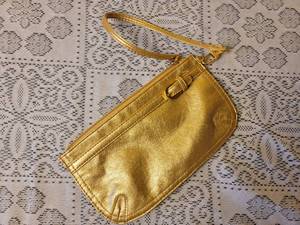 lot 120 image: Neiman Marcus Gold Leather Wristlet Handbag Purse