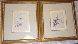 lot 313 image: Asian Naturescape Framed Prints, pair