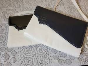 lot 122 image: Bally Vintage Envelope Handbags  BlackWhite and BlueWhite