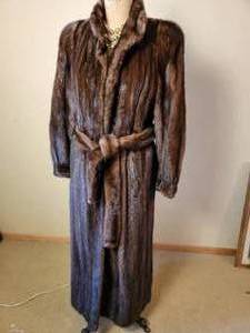 lot 107 image: Mahogany Mink Full Length Fur Coat with Fur Sash  Cedrics
