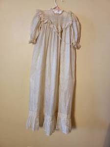 lot 349 image: Antique White Silk with Lace Long Baptismal Gown