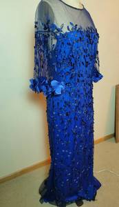 lot 112 image: Theia Blue Beaded Evening Gown, size 12