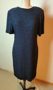 lot 113 image: Laurence Kazar LBD Beaded Black Cocktail Dress, size L