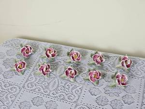 lot 241 image: Meissen Porcelain Place Stands Rose Blooms