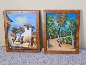 lot 608 image: Stylized Tropical Haitian Lifestyle Paintings