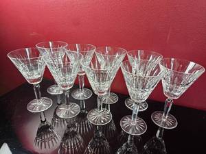 lot 147 image: Waterford Crystal Glenmore Water Goblet Glasses (Count 9)