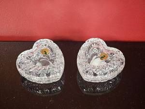 lot 154 image: Pair Waterford Crystal Lidded Heart Dishes