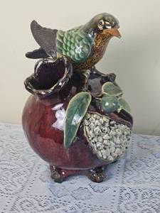 lot 208 image: Vintage Chinese Shiwan Ware Shek Wan Art Ceramic Bird & Pomegranate
