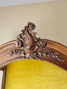 Louis XV Velvet Lined Glass Curio Cabinet
