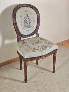 lot 219 image: Vintage Needlepoint Louis XV Parlor Chair