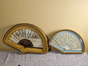 lot 614 image: Elegant Framed Silk Fans