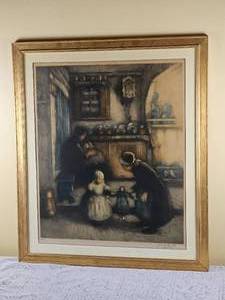 lot 615 image: Vintage Pencil Signed Print from Frentz Charlet  Mother & Child