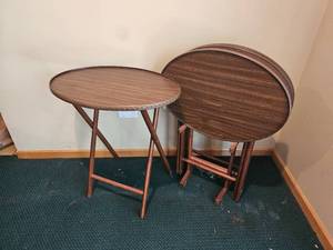 lot 703 image: Oval Folding TV Tables