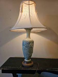 lot 215 image: Chinoiserie Celadon Green Vase Table Lamp